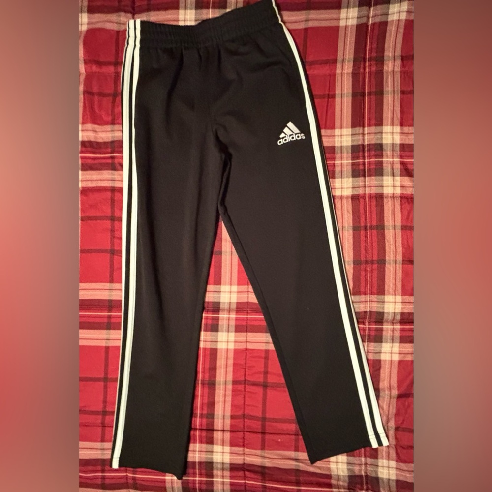 Adidas Kids Black Joggers with White Stripes